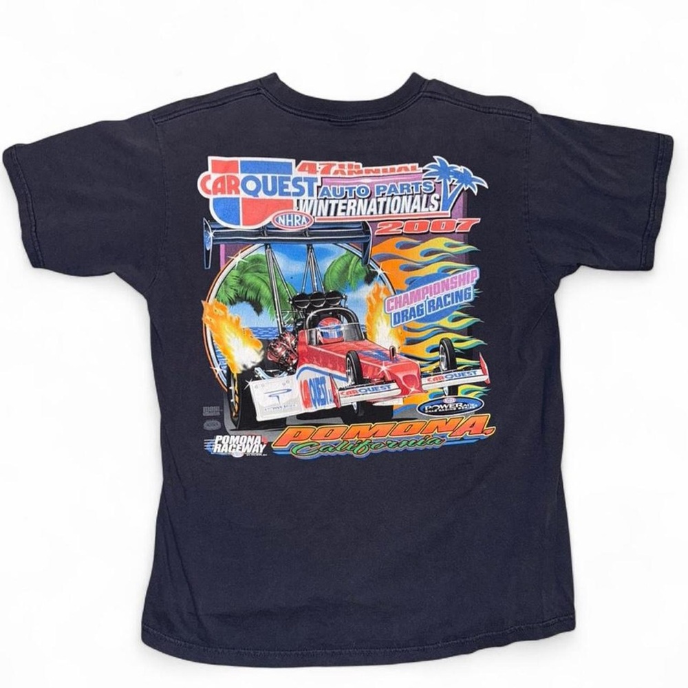 Vintage 2007 Racing Graphic T-Shirt - Navy grey blue
